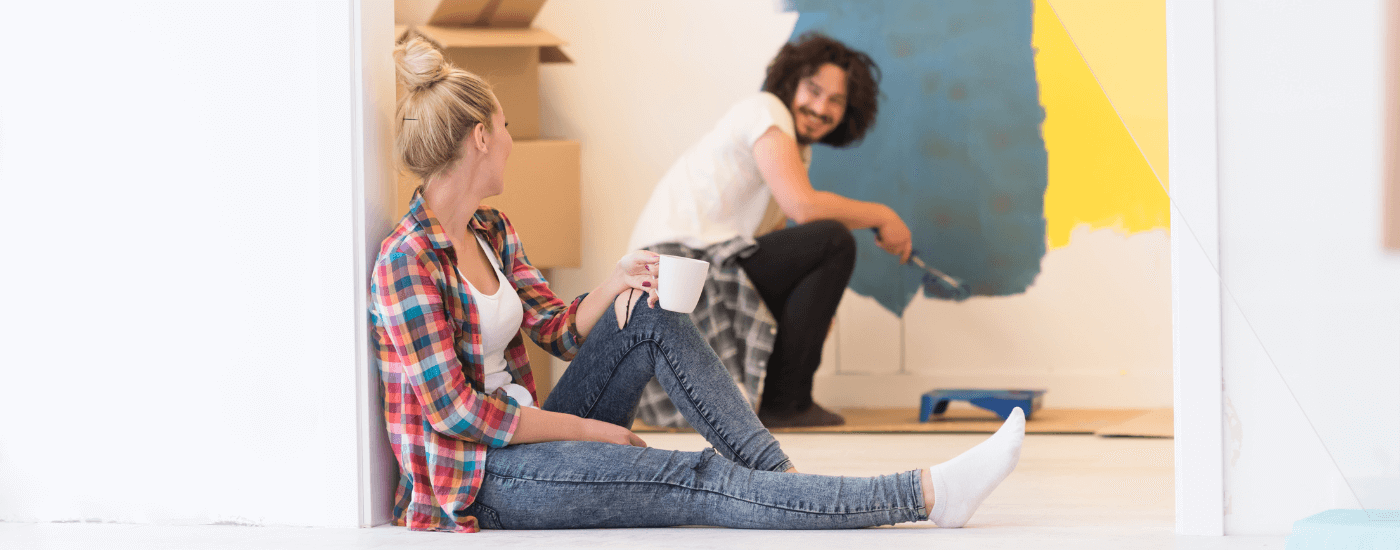 new homeowners taking a break from painting their home